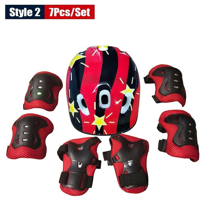 Kids Protective Gear Set Safety Helmet Wrist Elbow Knee Pads For Cycling Skating Skiing