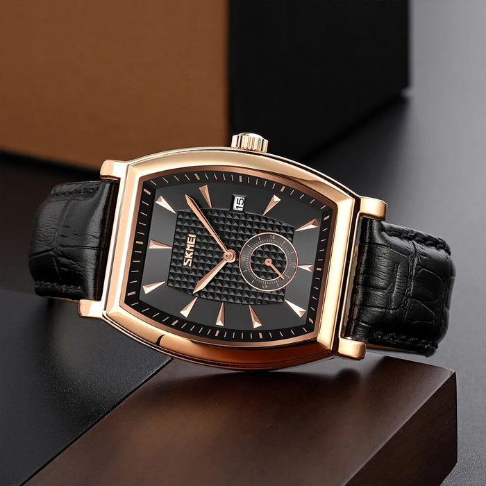 Men's PU Band Leather Analog Display Fashion Quartz 3ATM 30M Water Resistant Wristwatch