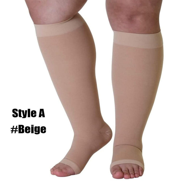 1 Pair Elastic High Stockings Calf Sleeves For Travel Work Fatigue Relief