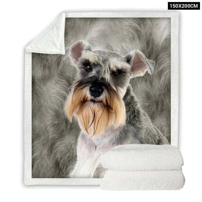 Soft Grey Schnauzer Throw Blanket Sherpa For Couch Or Bed