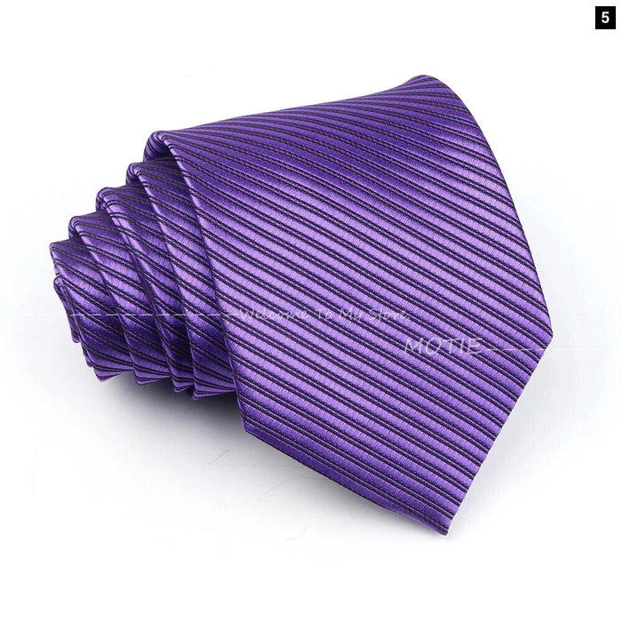 Striped Necktie For Weddings And Business Black Blue 100% Polyester