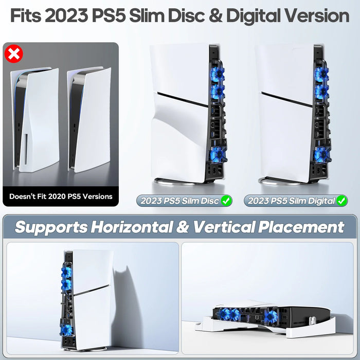 Enhanced Cooling Fan For Ps5 Slim Usb Port Adjustable Speed