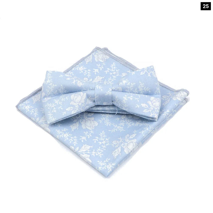 Floral Bow Tie And Handkerchief Set Mens Wedding Accessories