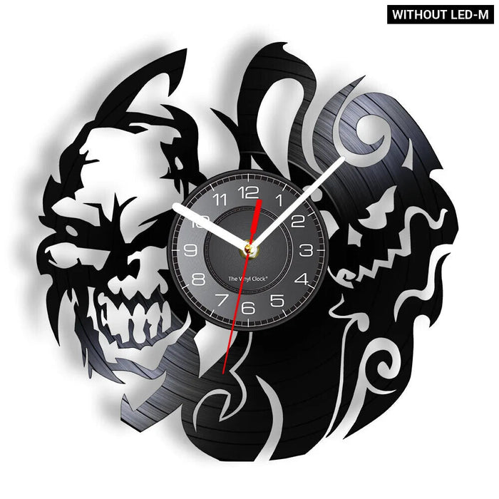 Dark Skull Vinyl Record Wall Clock