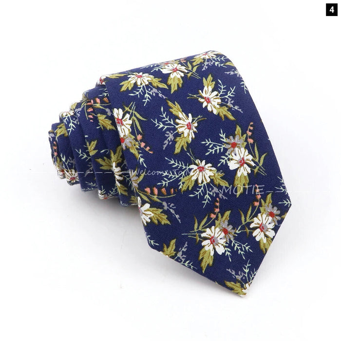 Blue Floral Cotton Ties For Weddings Business And Daily Wear