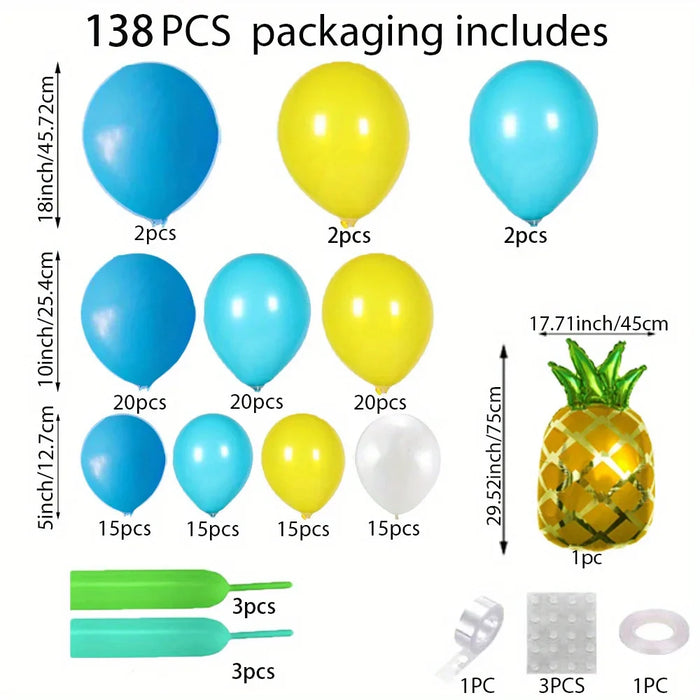 137Pcs Tropical Sea Theme Balloon Garland Arch Set For Birthday Party Indoor Background Wall Activities Celebration Party