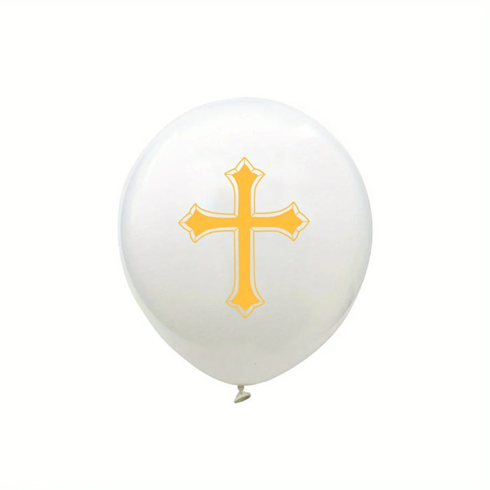 133Pcs First Communion Balloon Garland Arch Set Gold Cross Aluminum Film Balloon For Communion Background Baptismal Decoration