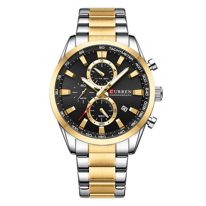 Casual Sporty Brand Stainless Steel Band Wristwatches For Men Chronograph Quartz Watches With Date