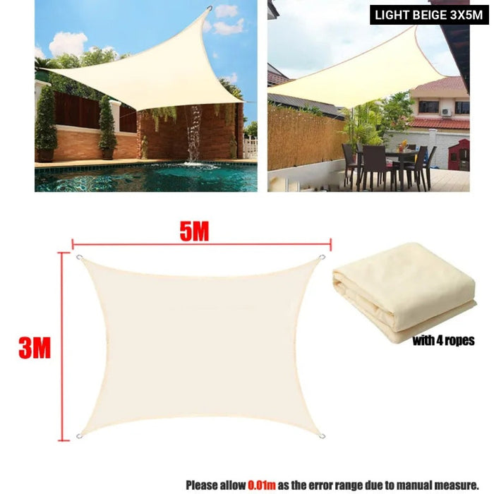 420d Waterproof Shade Sail Square Rectangle Sunshade Garden