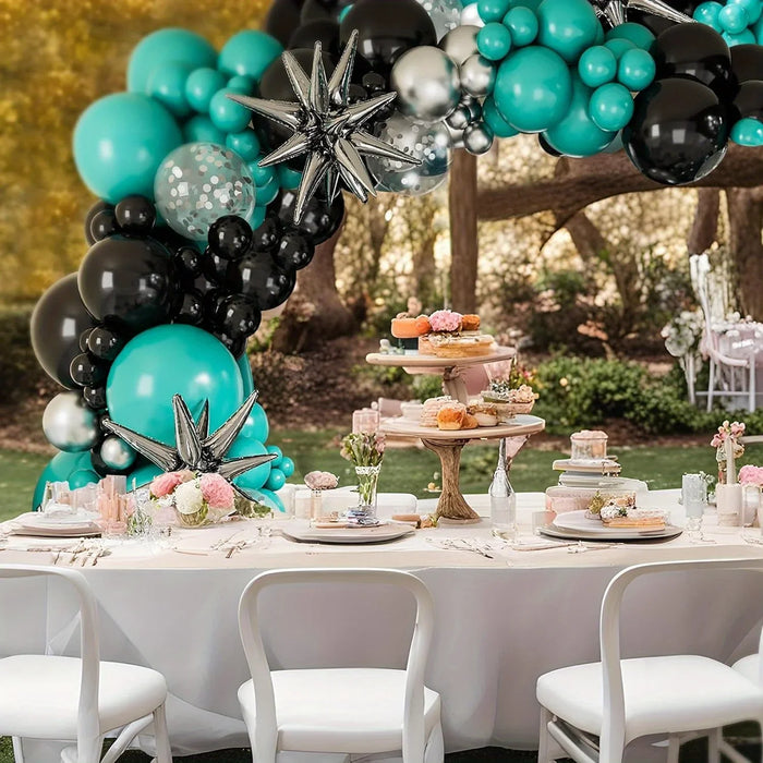 146Pcs Blue Black Silver Balloon Garland Arch Set Birthday Wedding Anniversary Graduation Celebration Spring Summer Decoration
