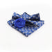 Blue Paisley Bowtie Set Polyester Skinny Pocket Square