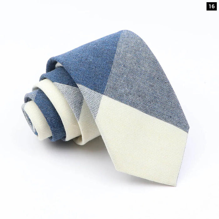 Classic Plaid Cotton Tie Blue Red For Weddings And Parties