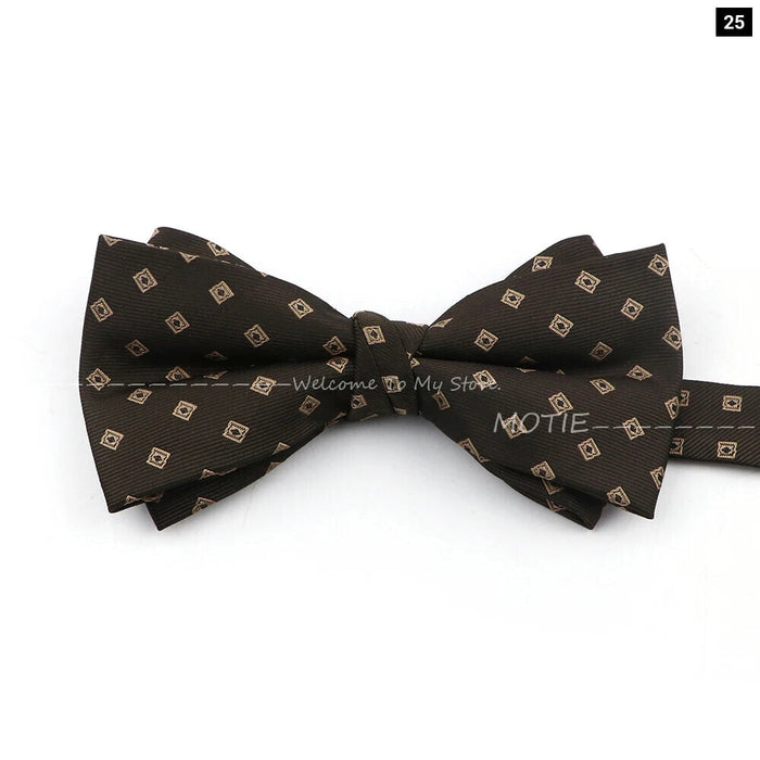 Brown Striped Bowtie For Weddings And Parties