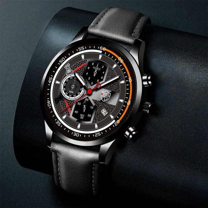 3pcs Set Fashion Mens Calendar Watches Male Business Casual