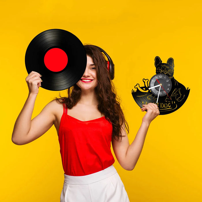 French Bulldog Vinyl Record Clock