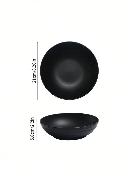 4 / 8 / 12 Piece Reusable Black Plastic Bowls Microwave & Dishwasher Safe