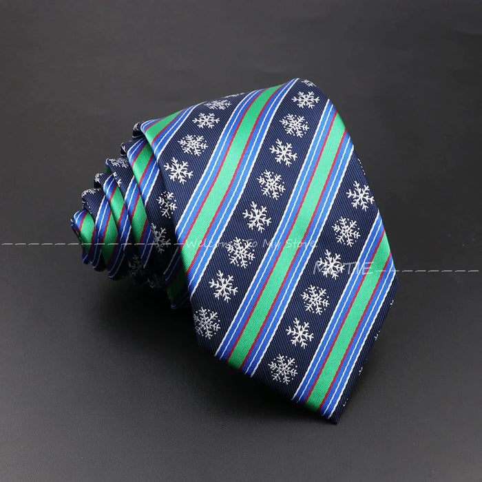 Christmas Tie Festive Snow Santa Claus Necktie For Men And Women