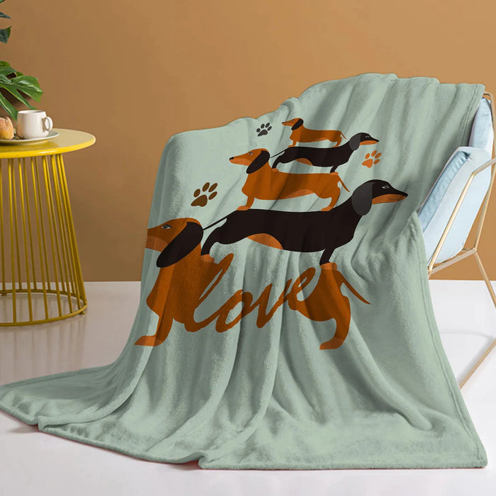 Dachshund Throw Blanket Soft Plush Fleece For Sofa Couch And Bed