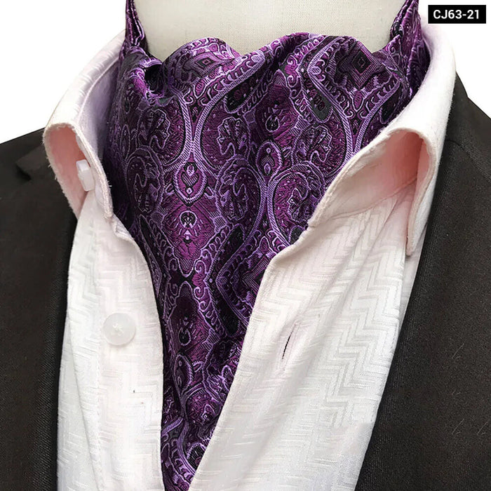 British Gentleman Tie Set Jacquard Paisley Cashew Cravat Ascot Scrunch For Weddings