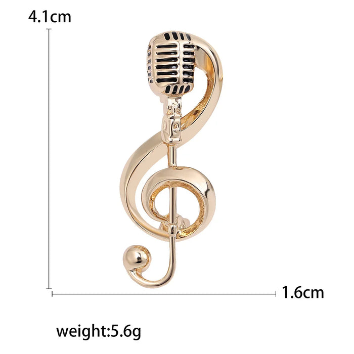 Microphone Music Note Enamel Pin Fashion Brooch For Women