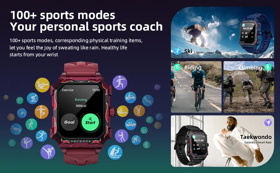 Waterproof Fitness Tracker BT Calls Heart Rate Monitor Sport Smart Watch