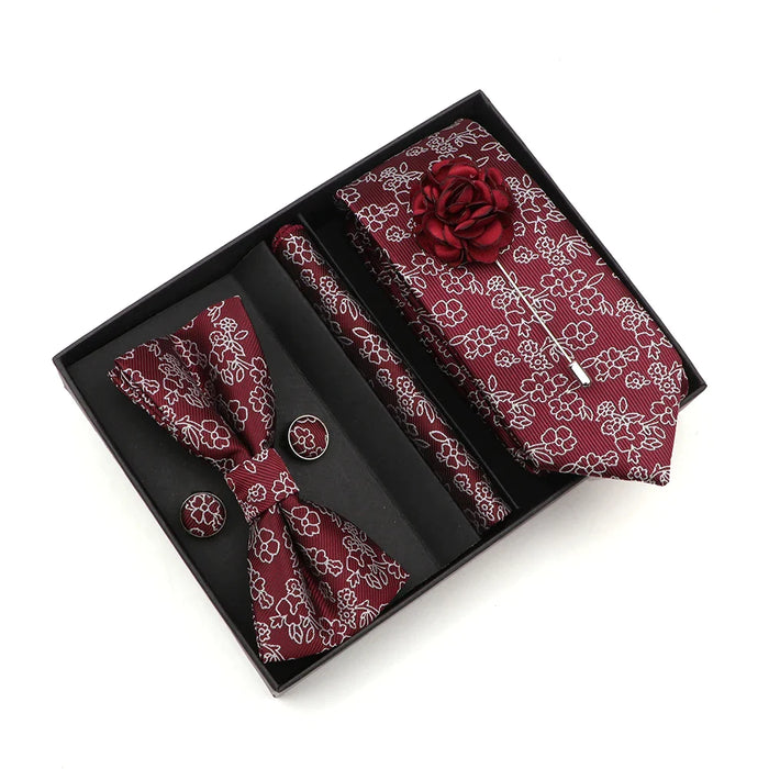 Floral Tie Set Novelty Design With Box For Parties And Business