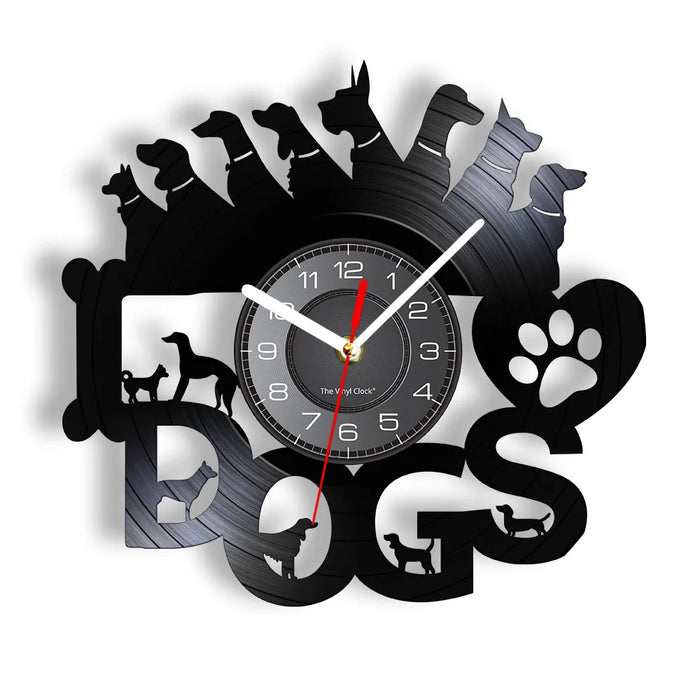 Dog Lovers Vinyl Record Wall Clock