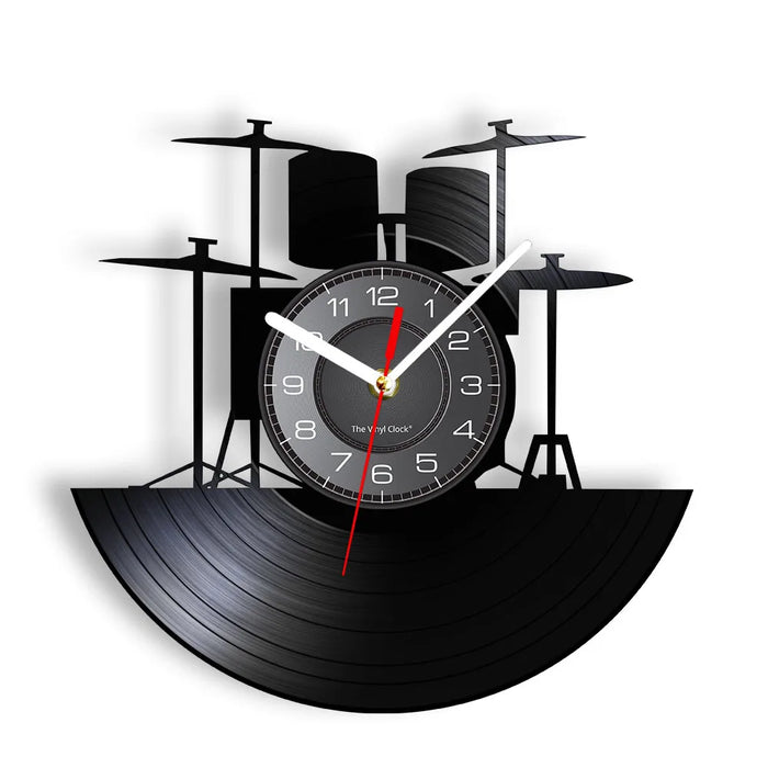 Vinyl Record Drum Kit Wall Clock