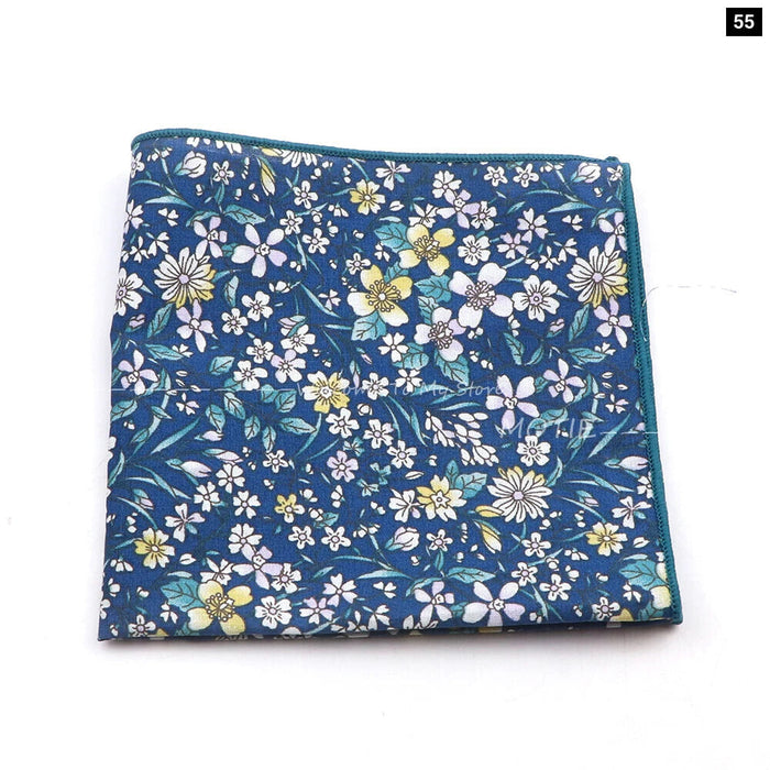 Floral Pocket Square For Men Classic White Cotton Handkerchief For Weddings And Daily Wear