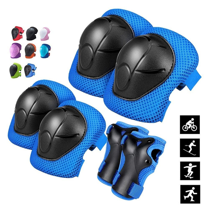 6 Pcs Protective Gear Set Knee Elbow Pads Wrist Guard for Skateboarding Inline Roller Skating