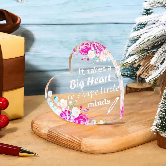 Clear Acrylic Heart Keepsake & Paperweight Teacher Appreciation Gift