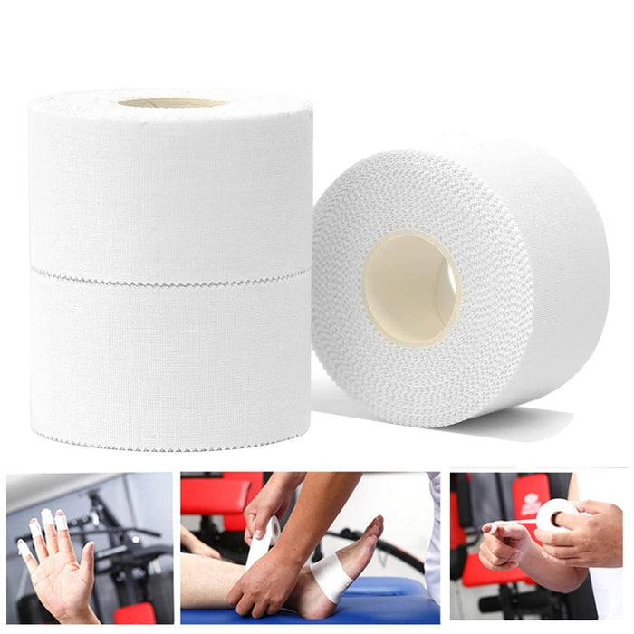 1 Roll White Cotton Non Sticky Residue Easy To Tear Athletic Tape For Injury Strain Knee Wrist