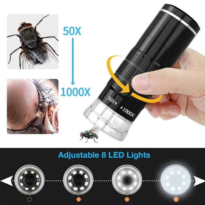 Portable Wireless Microscope 50X To 1000X Magnification