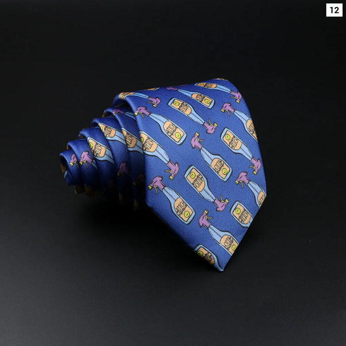 Novelty Mens Tie Floral Cartoon Animal Food Patterns Yellow Blue For Business Weddings And Gifts