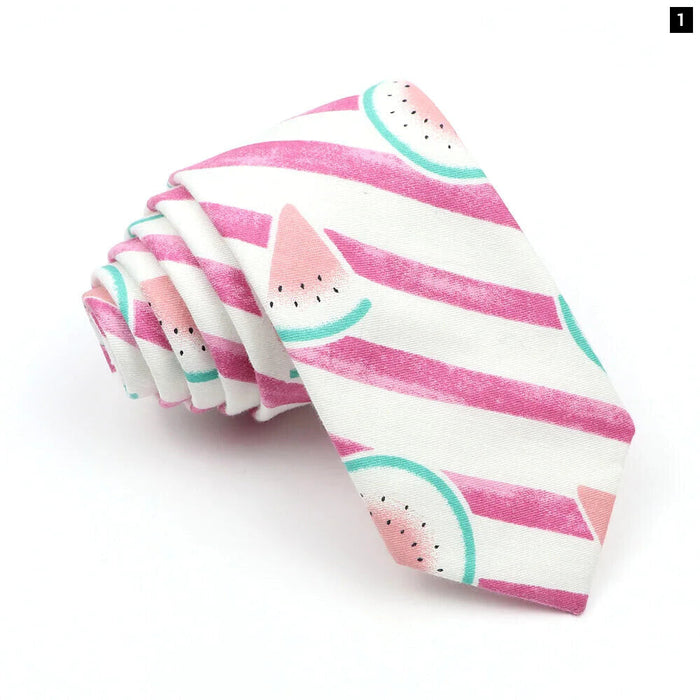 Cartoon Neck Ties For Men Slim Casual Cotton For Weddings And Parties