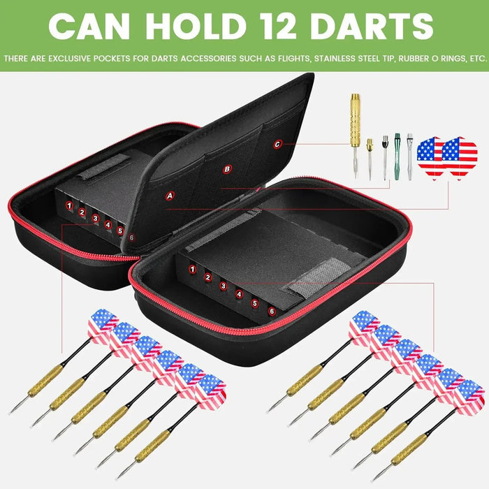 12 Piece Dart Case Holder Bag For Steel Soft Tip Darts Set Storage Organizer Cases Only