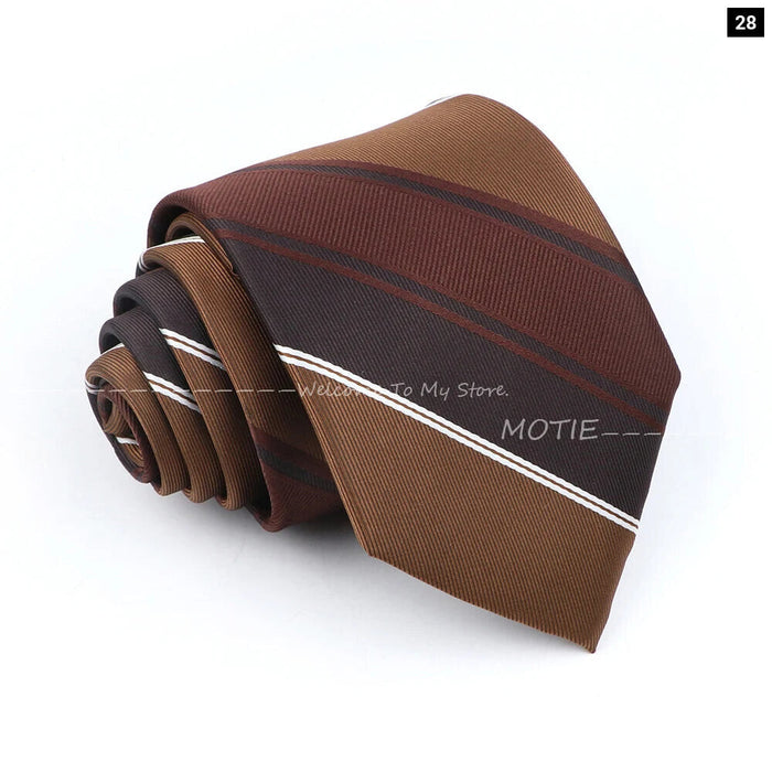 Premium Brown Striped Necktie For Business And Daily Wear