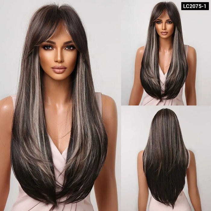 Long Straight Black Synthetic Wig