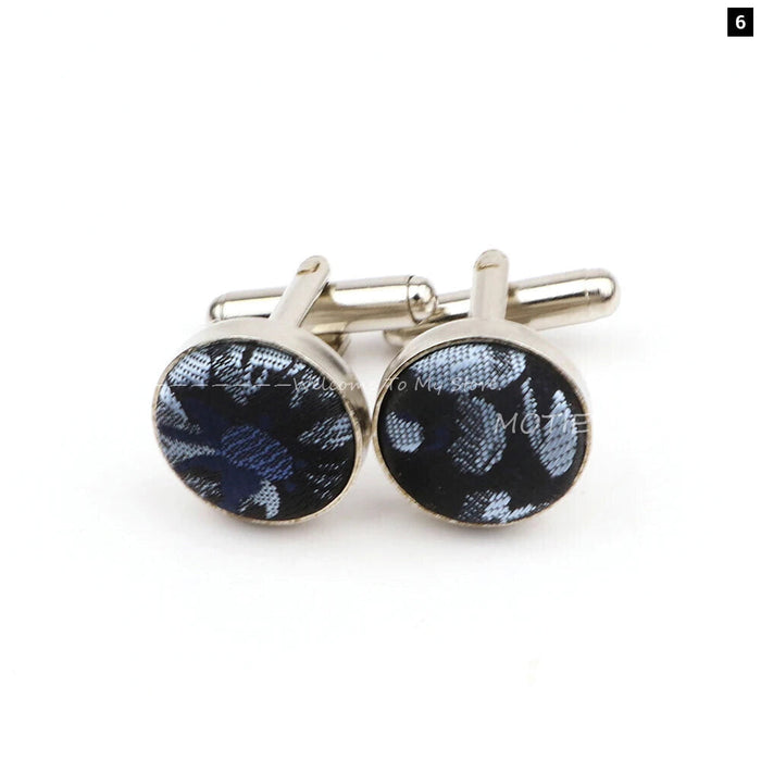 Dark Blue Floral Cufflinks For Weddings And Daily Wear