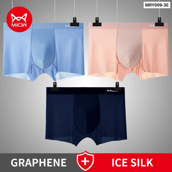 3 Piece Ultra Thin Ice Silk Mens Boxer Shorts