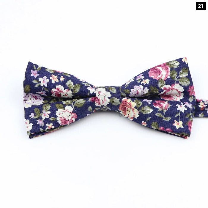 Colourful Floral Bow Ties Fashion Cotton Print For Mens Wedding And Business Suits