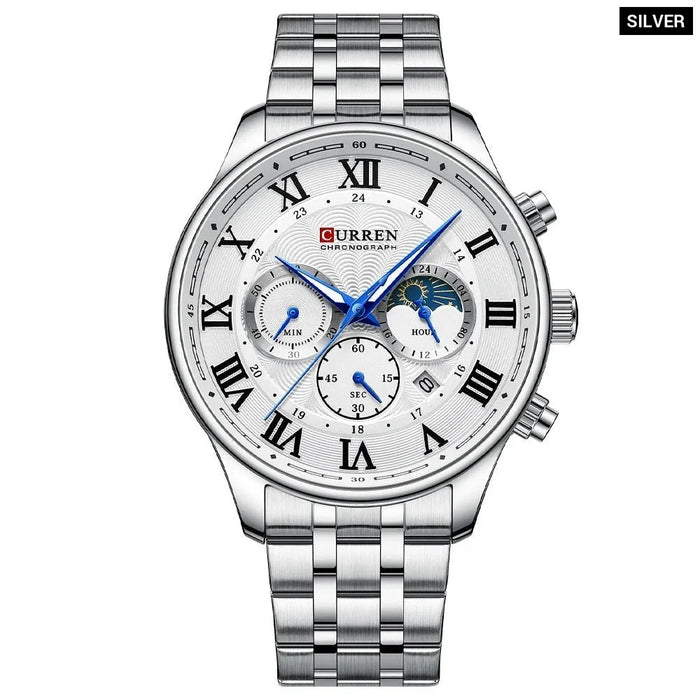 Stainless Steel Men Sports Chronograph Wristwatches With Auto Date