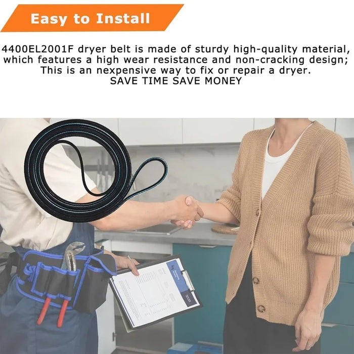 4400El2001F Dryer Drum Belt Compatible With Kenmore Ge Lg 4400El2001A 4400El2001C 4400El2001E Ap5972814 Ps11705916 Eap11705916