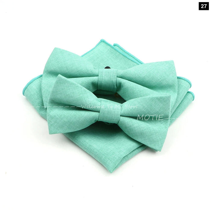 Design Cotton Handkerchief Set Adult And Kids Butterfly Bowtie Cufflink Brooch Party Suit Accessories