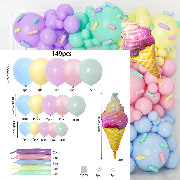 Pink Balloon Wreath Arch Set Macaron Rainbow Ice Cream Party Birthday Theme Decoration Pink Blue White