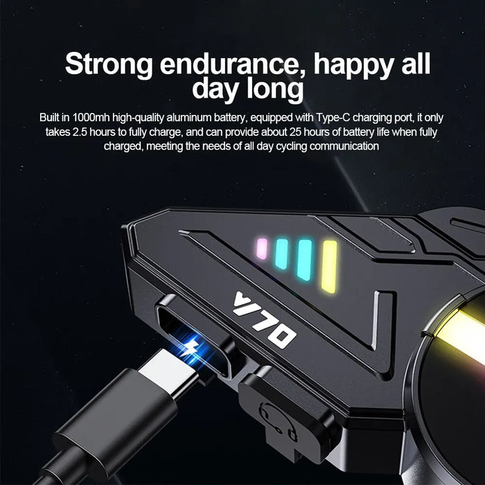 Y70 Motorcycle Bluetooth Helmet Headset With Rgb Lights And Dual Phone Support