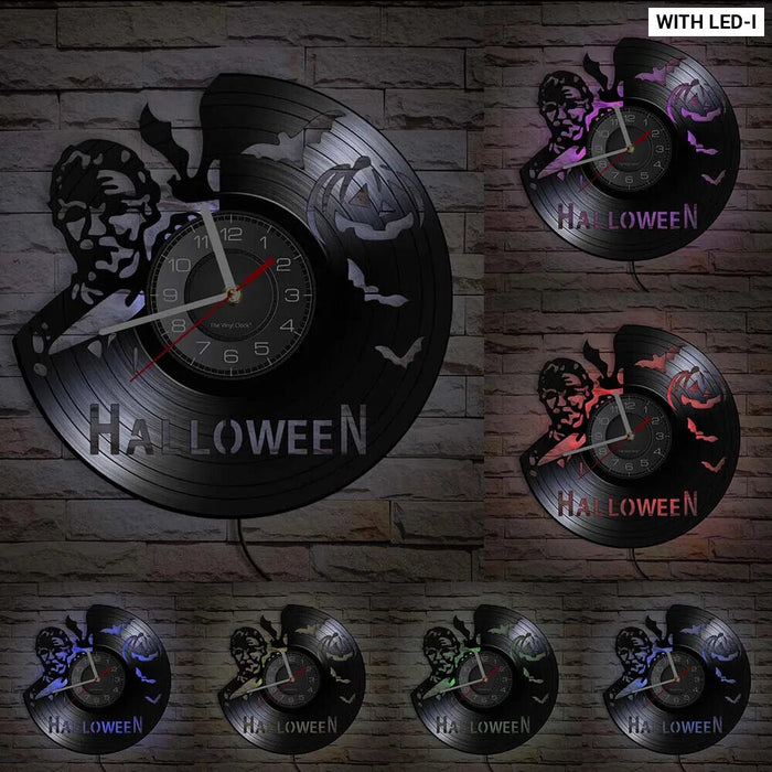 Spooky Halloween Vinyl Record Wall Clock