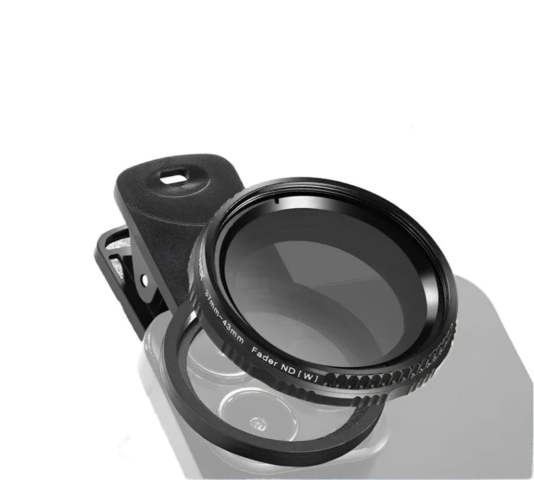 Adjustable Nd2 Nd400 Phone Camera Lens Filter Kit 37Mm Clip On With Phone Clip