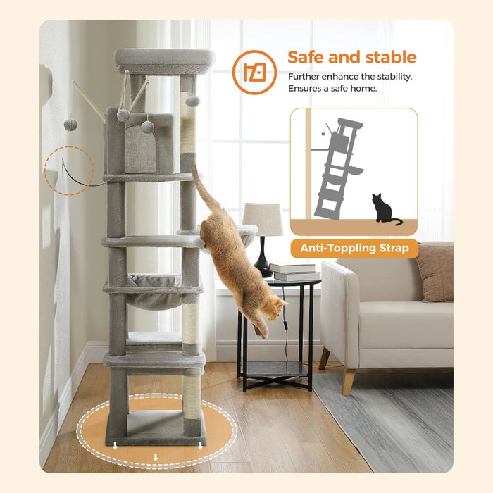 7 Level Indoor Cat Tower Scratching Post Condo H175Cm