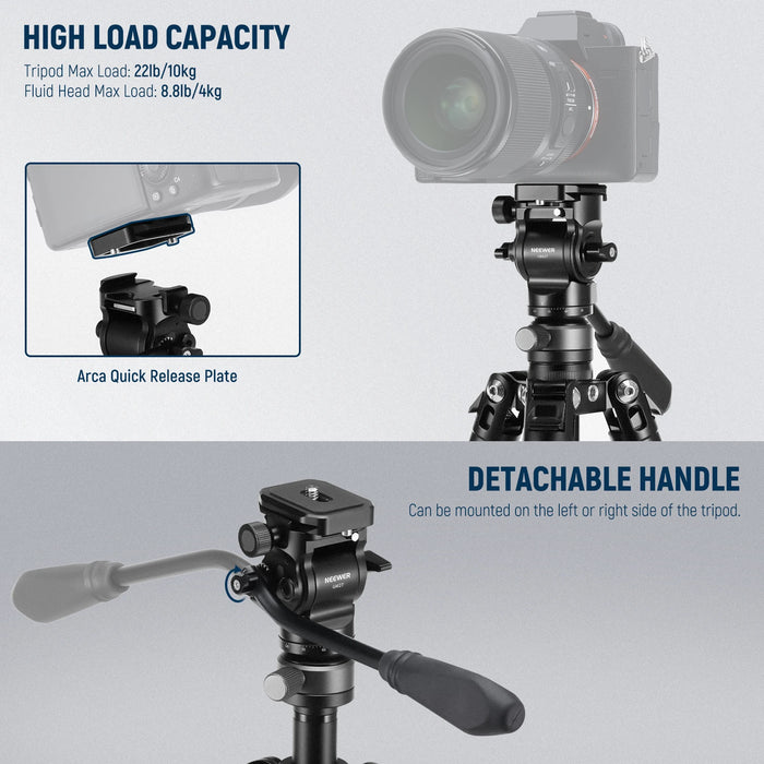 61.4 Video Travel Tripod With Fluid Head & Reversible Legs